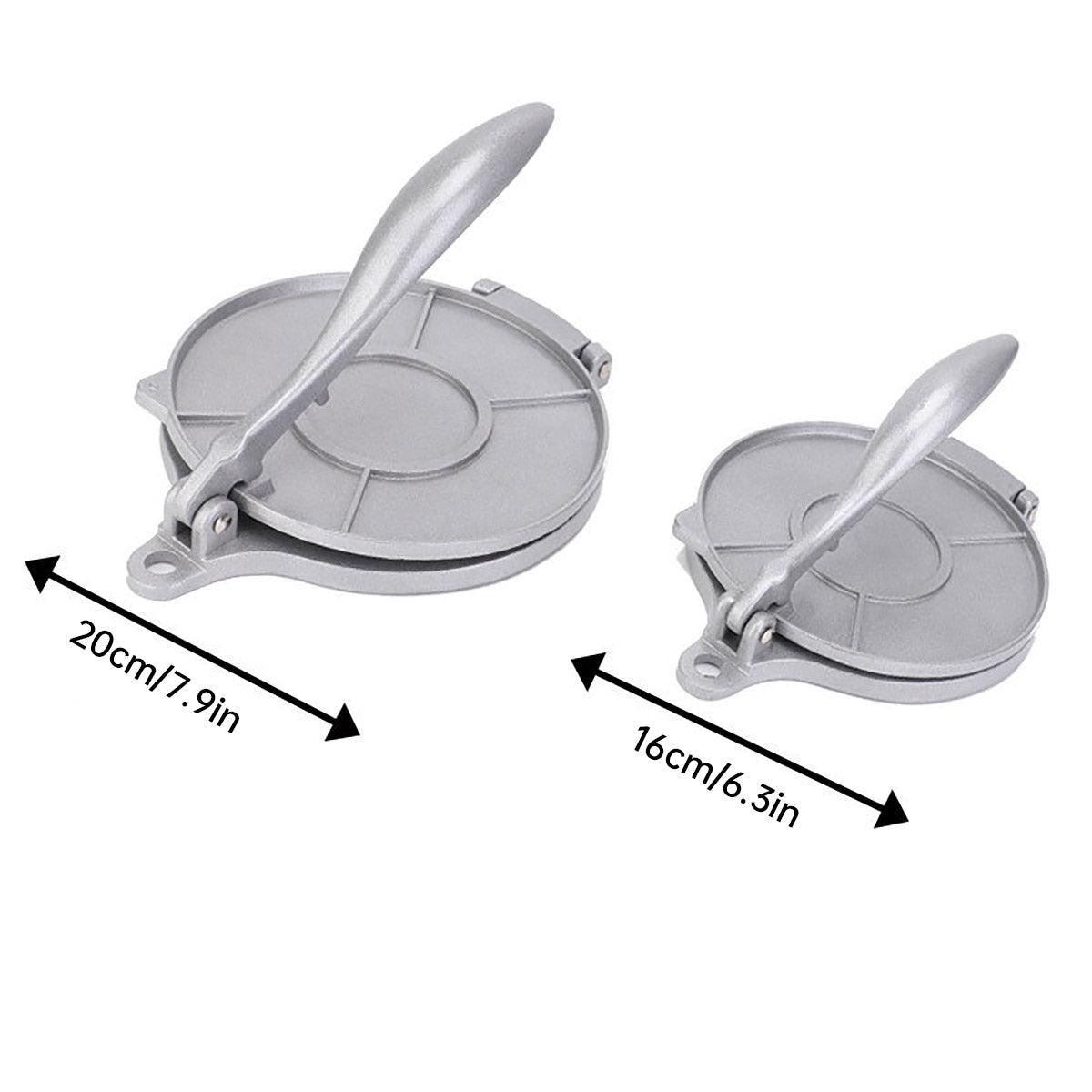 16/20cm Premium Tortilla Press Flat Bread Maker Taco Roti Chapati Health Food - Silver-20cm
