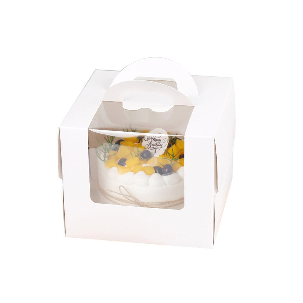50pcs Portable Cake Boxes with Open Window for Birthday Party Cake Packaging - 8inch