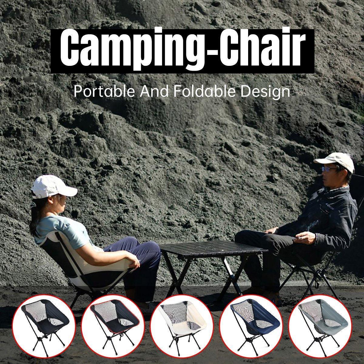 Outdoor Portable Lightweight Folding Camping Chair High Back Fishing Chair - White