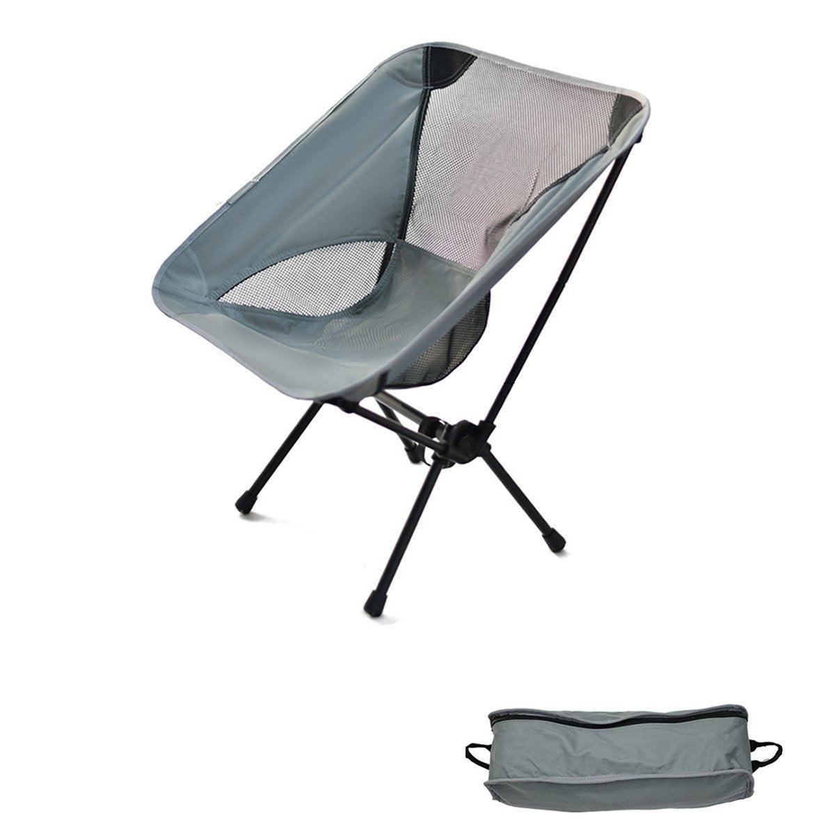 Outdoor Portable Lightweight Folding Camping Chair High Back Fishing Chair - White
