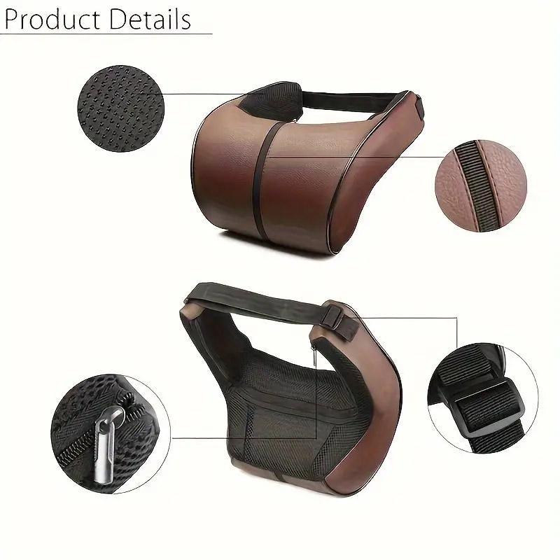 Car Headrest Neck Pillow for Comfortable Travel Support Memory Foam Car Pillow - Brown