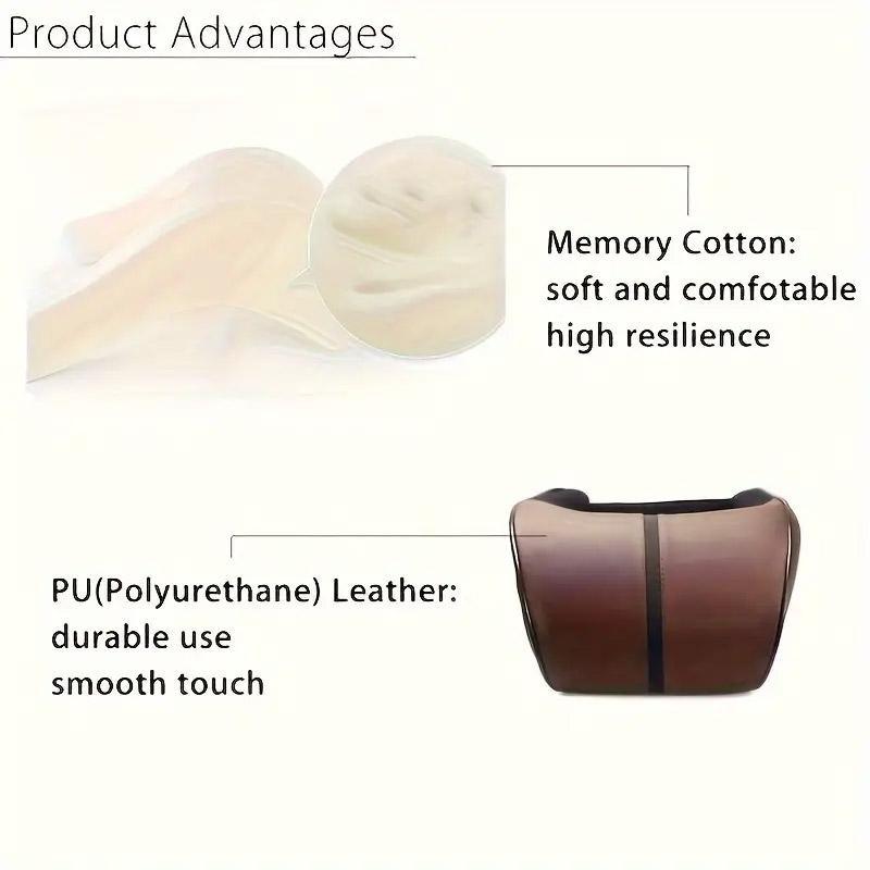 Car Headrest Neck Pillow for Comfortable Travel Support Memory Foam Car Pillow - Red