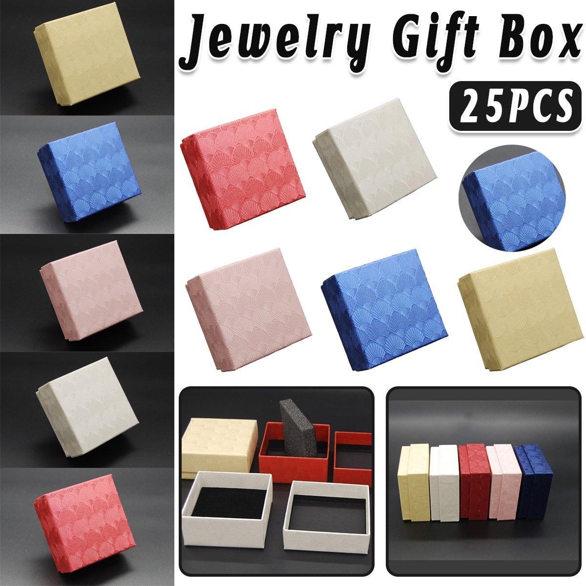 25X Jewelry Gift Boxes Shell Pattern 7.5CM Small GiftBox Empty Jewelry With Foam - Pink