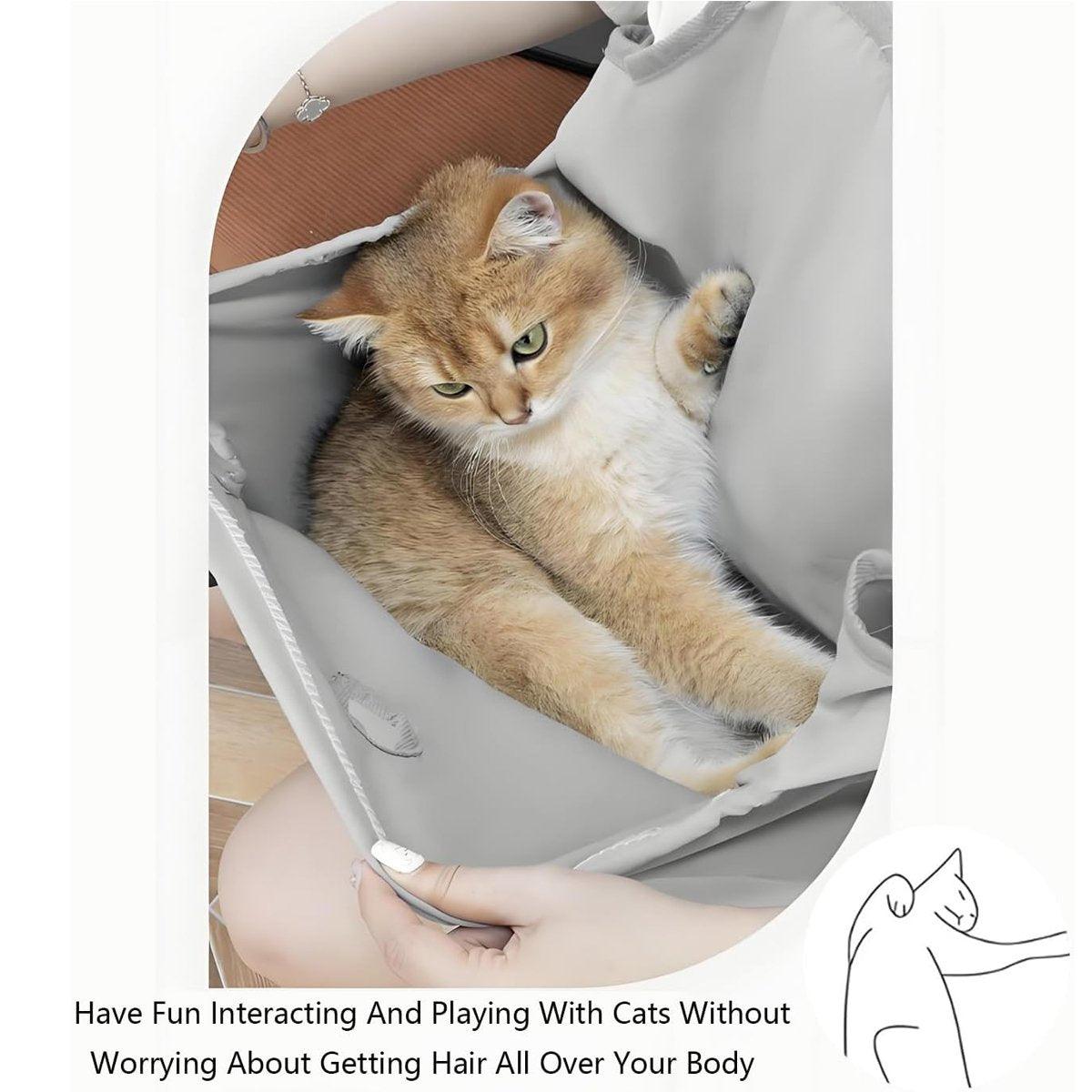 Cat Carrying Apron Non Stick Hair Kangaroo Pouch Pet Grooming Suit Portable