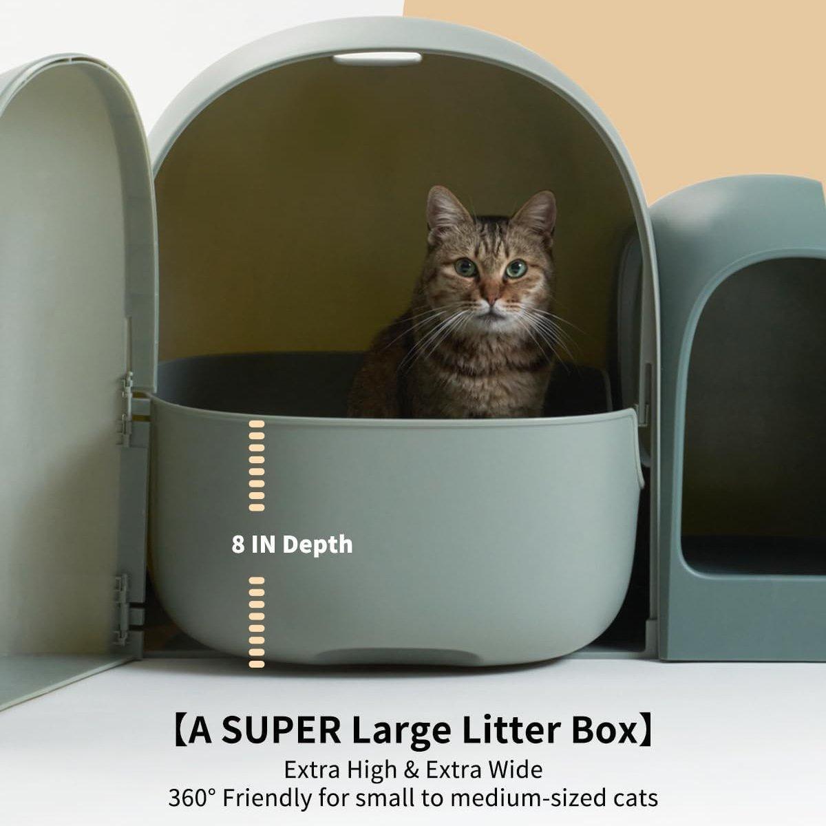 Fully Enclosed Cat Litter Box Large Small Deodorant Anti-Splash Sand Tray Toilet - Green