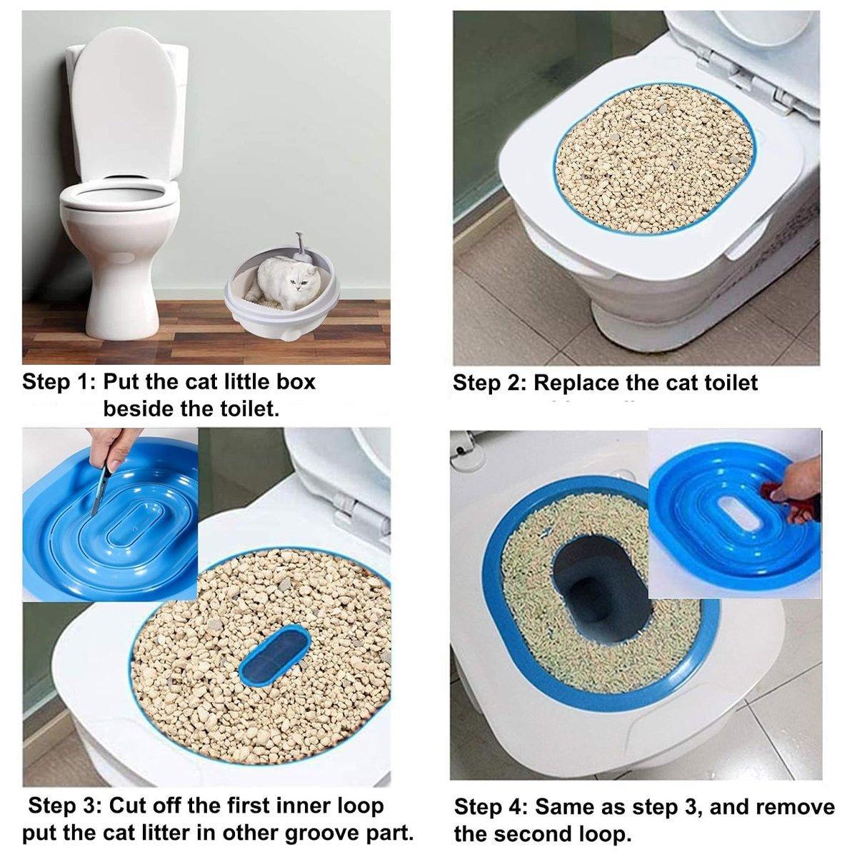 Cat Toilet Seat Trainer Kit Easy Toilet Training System for Cats Kittens