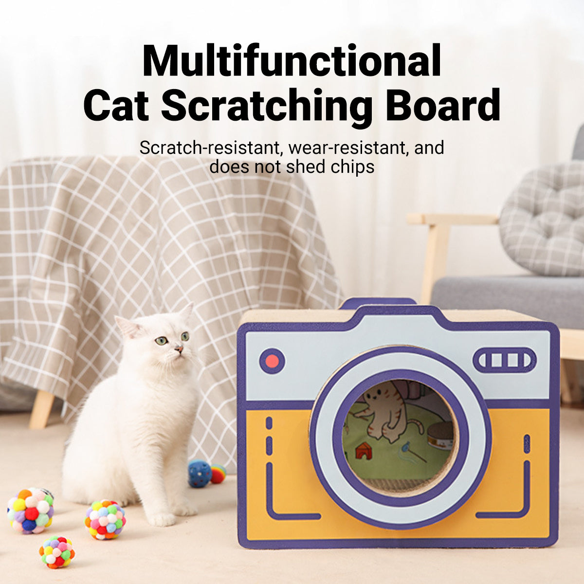 Cat Scratcher Bed Retro Camera Design Corrugated Cardboard Cat Nest Pet House