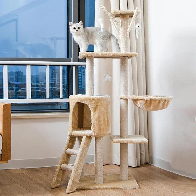 Cat Tree Scratching Post Gym House Condo Scratcher Furniture Tower - Brown