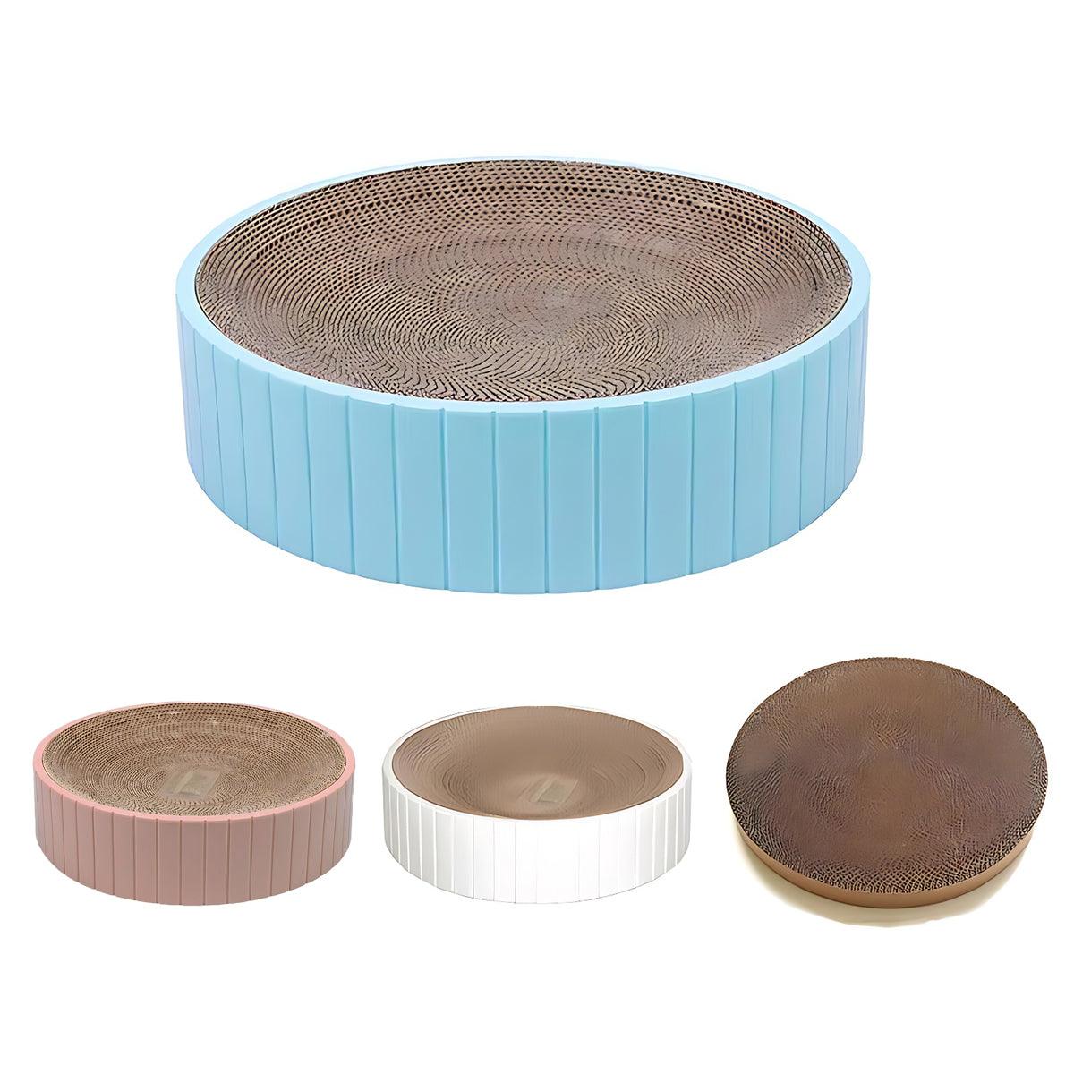 2In1 Cat Scratching Board Round Cat Scratcher Pad Lounge Bed Bowl Pet Sofa House - Blue