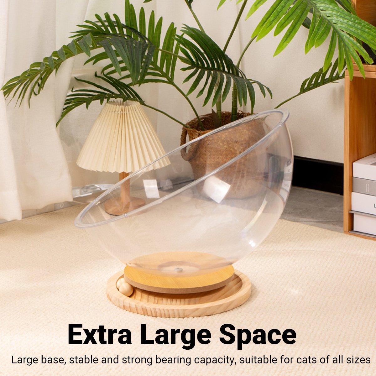 Four Seasons Acrylic Space Capsule Cat Bed Semi-closed Cool Nest Turntable Toy - L