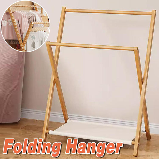 Folding Clothes Hanger Indoor Floor Bedroom Garment Rack Simple Hanging Stand