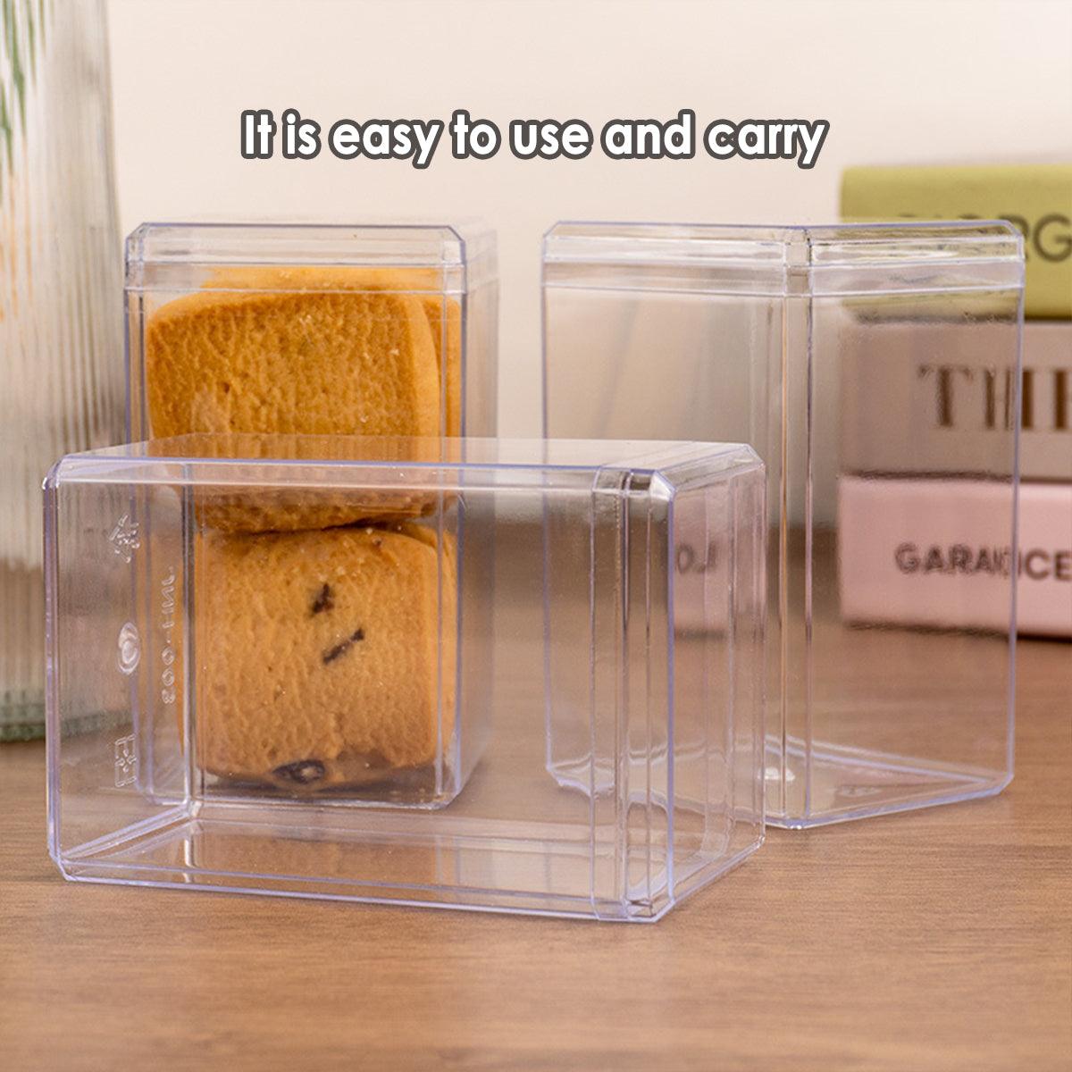 20pcs Transparent Biscuit Box Plastic Cake Box Pastry Dessert Storage Container - 7.5x7.5CM
