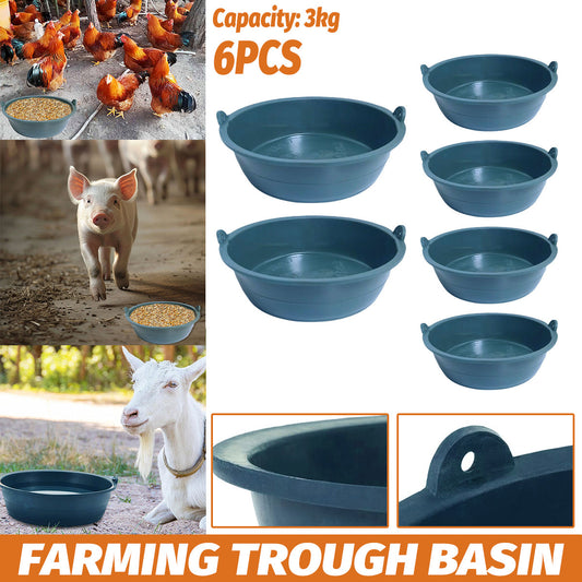 Chicken Feeding Basin 6pcs Plastic Breeding Trough Bowl Farm Feeder Container