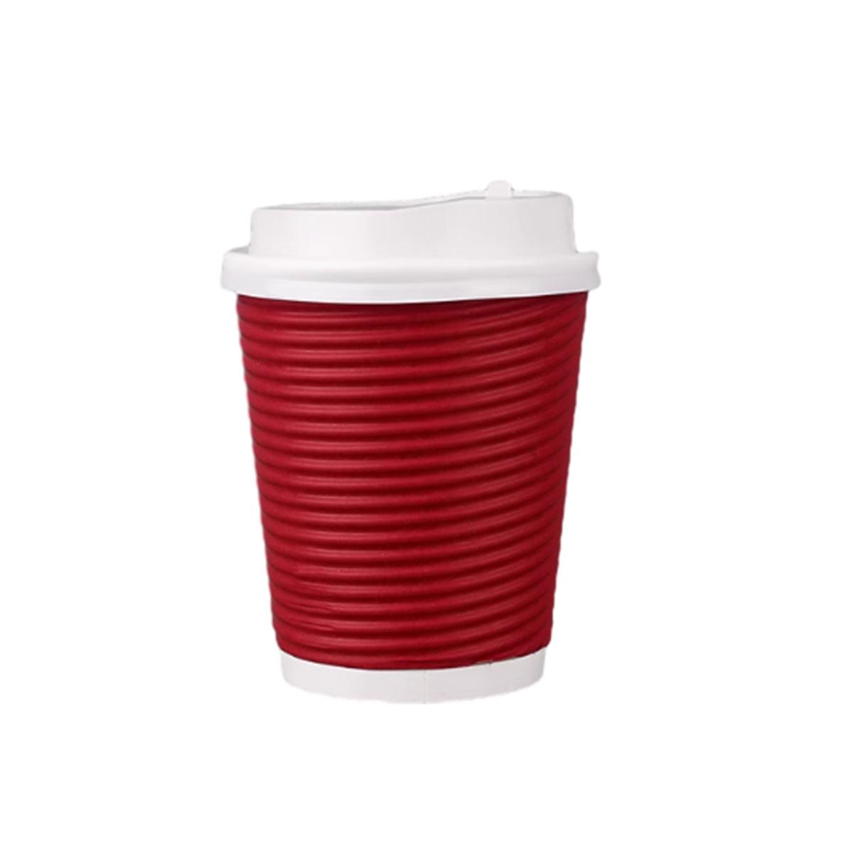 50sets Corrugated Paper Cups Coffee Milk Tea Cups Disposable Hot Drink Cups - Red-16oz