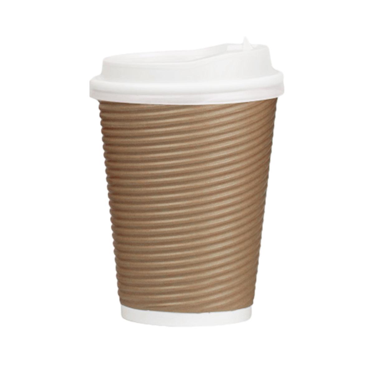 50sets Corrugated Paper Cups Coffee Milk Tea Cups Disposable Hot Drink Cups - Red-16oz