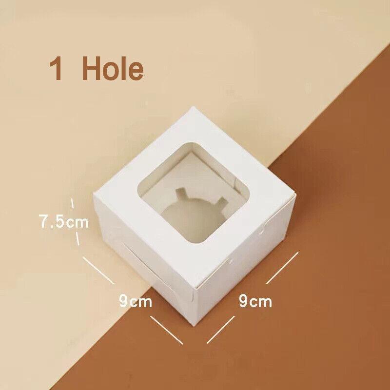 Cupcake Box Cases 1/2/4/8/12 Holes Window Face Cases Party Wedding Muffin Baking - 6 Holes 25PCS