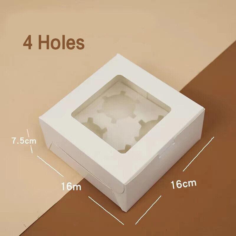 Cupcake Box Cases 1/2/4/8/12 Holes Window Face Cases Party Wedding Muffin Baking - 6 Holes 25PCS