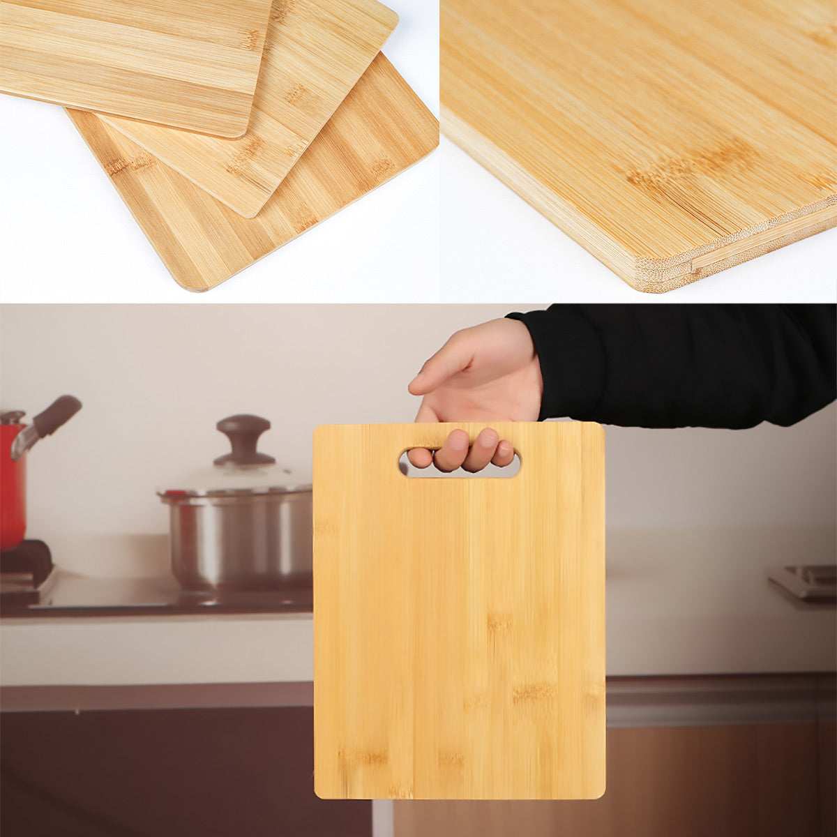 Household Cutting Board Set 3PCS Square Wooden Kitchen Chopping Boards For Food
