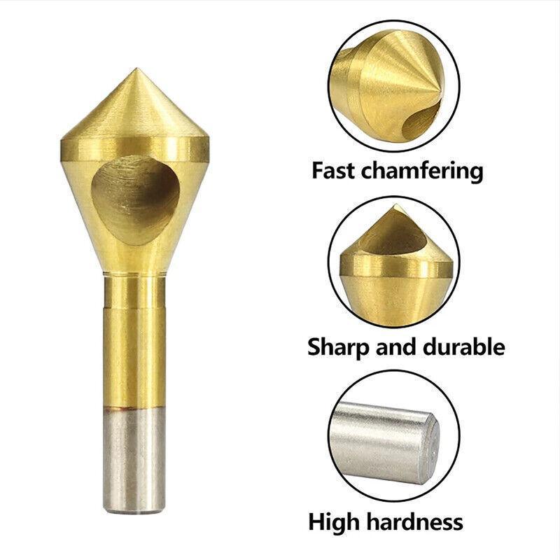 4PCS HSS Countersink Chamfer Drill Bit Set Titanium Coated Deburring Tools