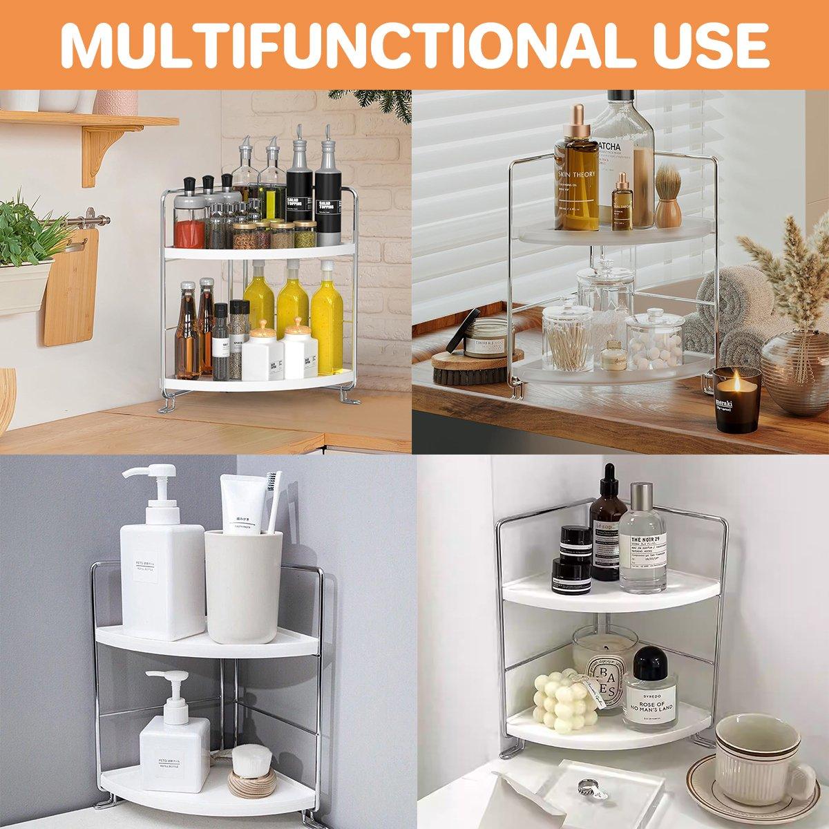 2 Tier Countertop Shelf Organizer Storage Rack for Kitchen Bathroom and Office