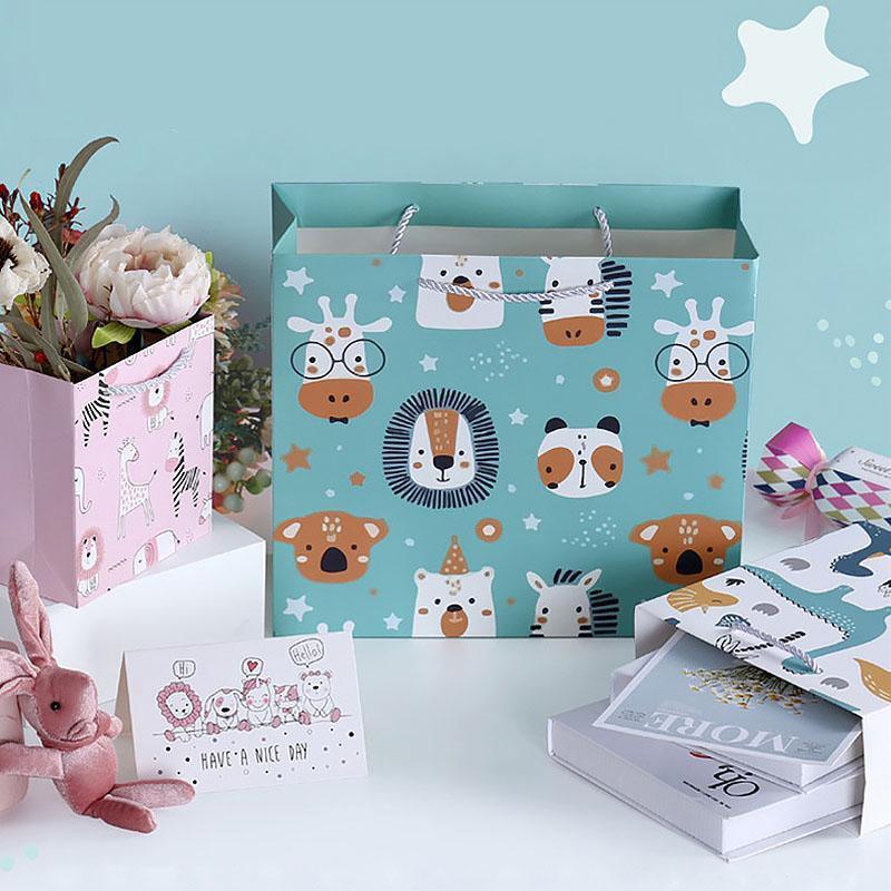 25x Creative Cartoon Animal Gift Bags Cute Birthday Party Favors Tote Paper Bags - Dinosaur-Paradise-25pcs-M