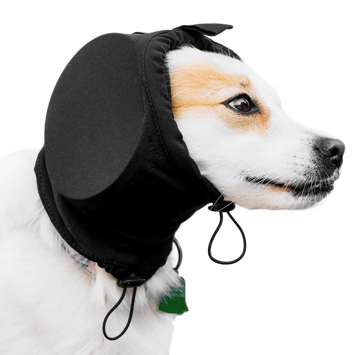 Black Adjustable Dog Ear Muffs Noise Reducing Pet Headwrap Protective Ear Cover - L