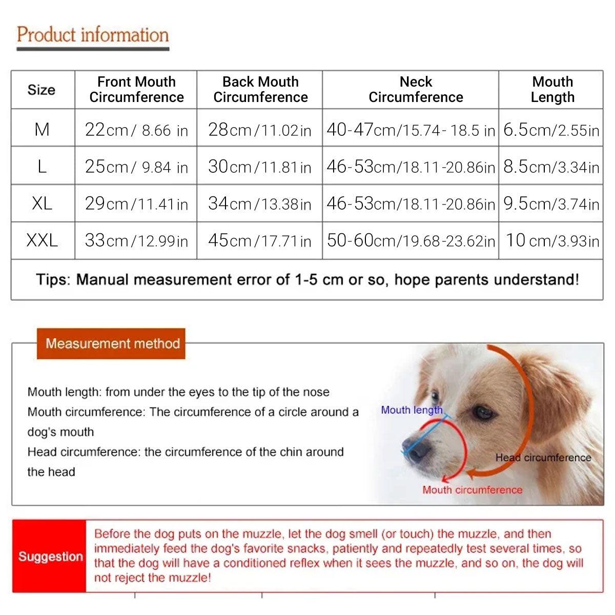 Anti Bite Anti Bark Dog Muzzle Mouthguard Adjustable for Small Medium Large Dogs - Black-L