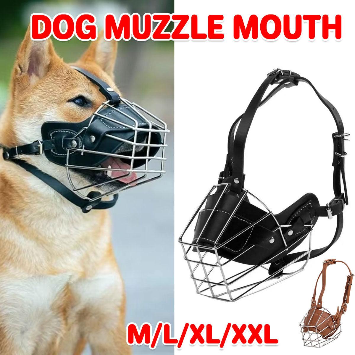 Anti Bite Anti Bark Dog Muzzle Mouthguard Adjustable for Small Medium Large Dogs - Brown-M