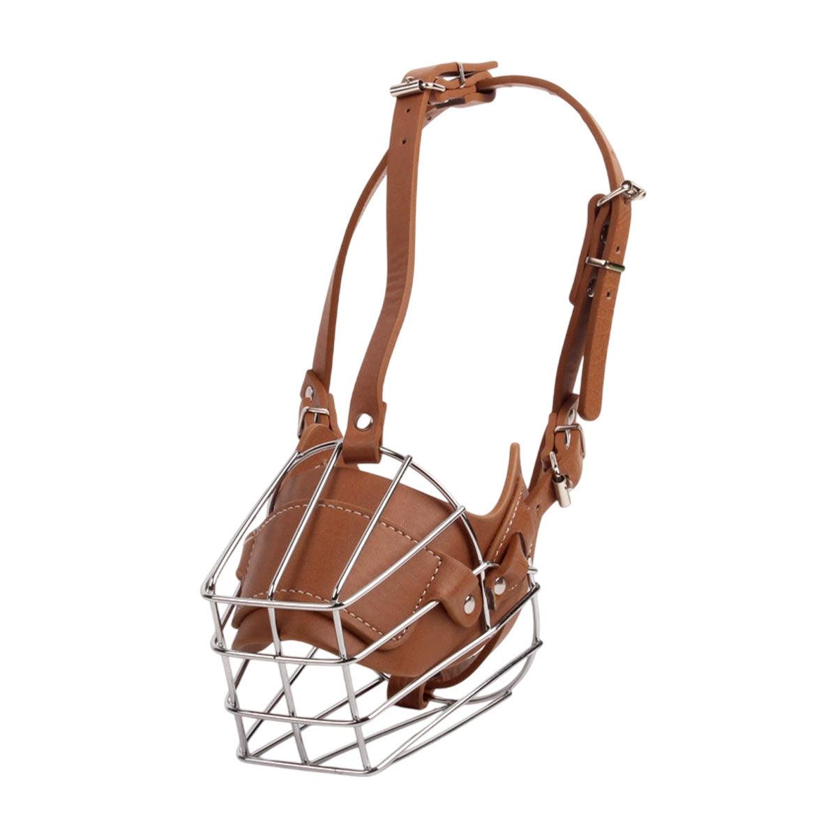 Anti Bite Anti Bark Dog Muzzle Mouthguard Adjustable for Small Medium Large Dogs - Brown-XXL