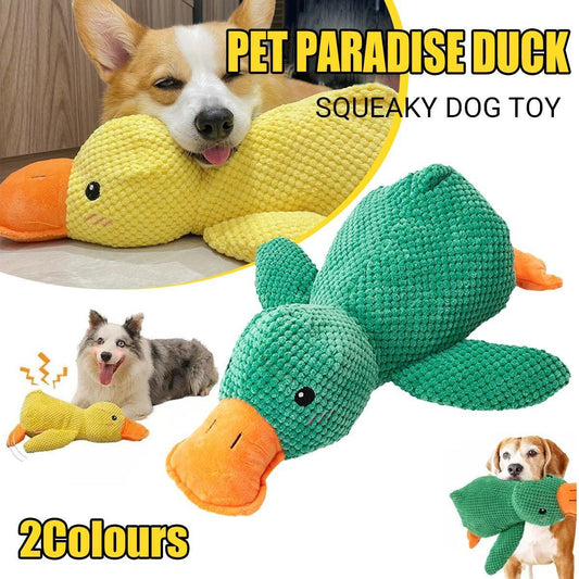 Plush Cartoon Duck Dog Toy Interactive Squeaky Pet Toy Durable Fun Chew Toy - Green