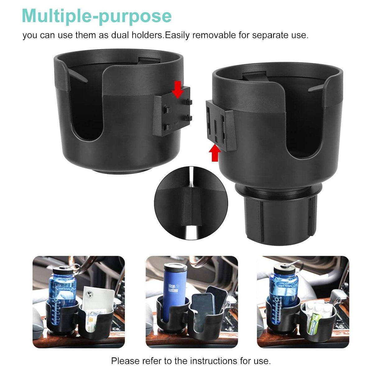 2pcs Car Cup Holder Organiser Dual 2-in-1 Adjustable Drink Holder for Vehicles