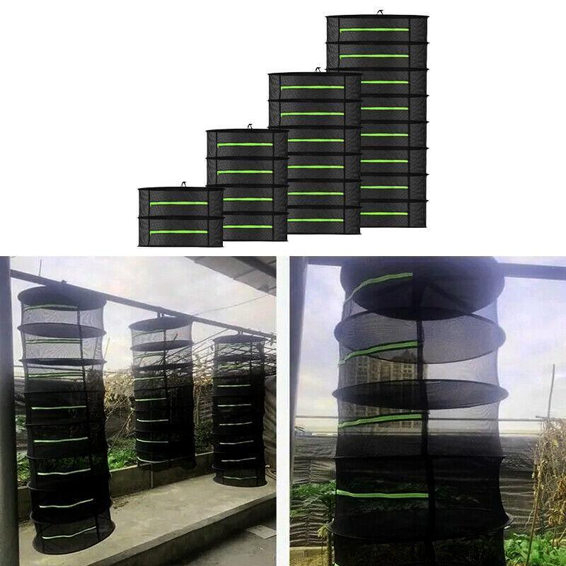 2-8 Tier Drying Net Large Shelf Hydroponic Hanging Grow Herb Plant Dry - 6 Layers