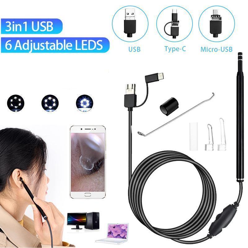 Led Ear Camera Cleaner Endoscope Otoscope Scope Pick Ear Wax Removal  Scoop Tool