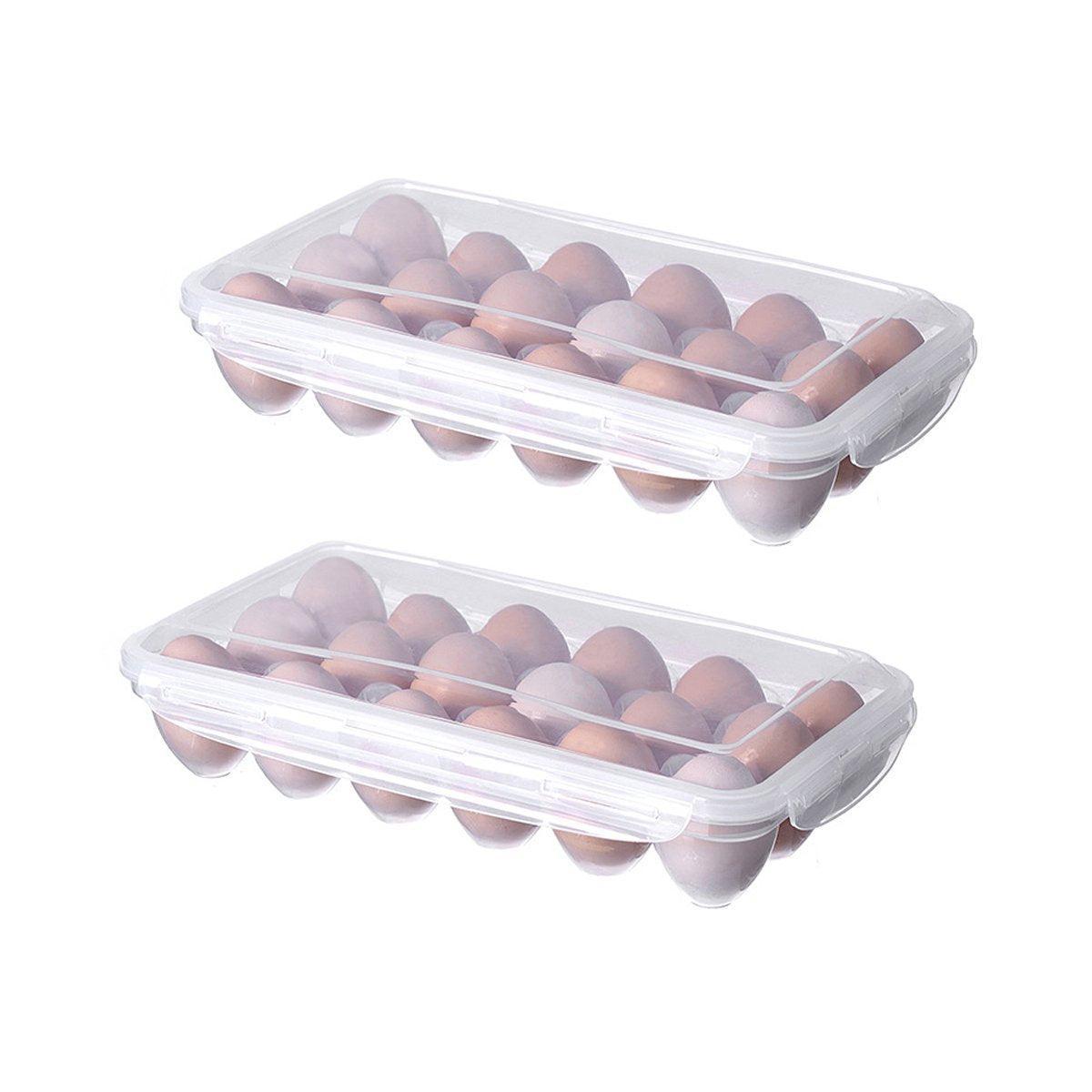 2x Eggs Keeper Trays 18 Slots Storage Box Containers Kitchen Refrigerator Holder