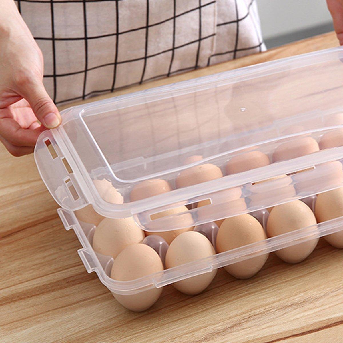 2x Eggs Keeper Trays 18 Slots Storage Box Containers Kitchen Refrigerator Holder