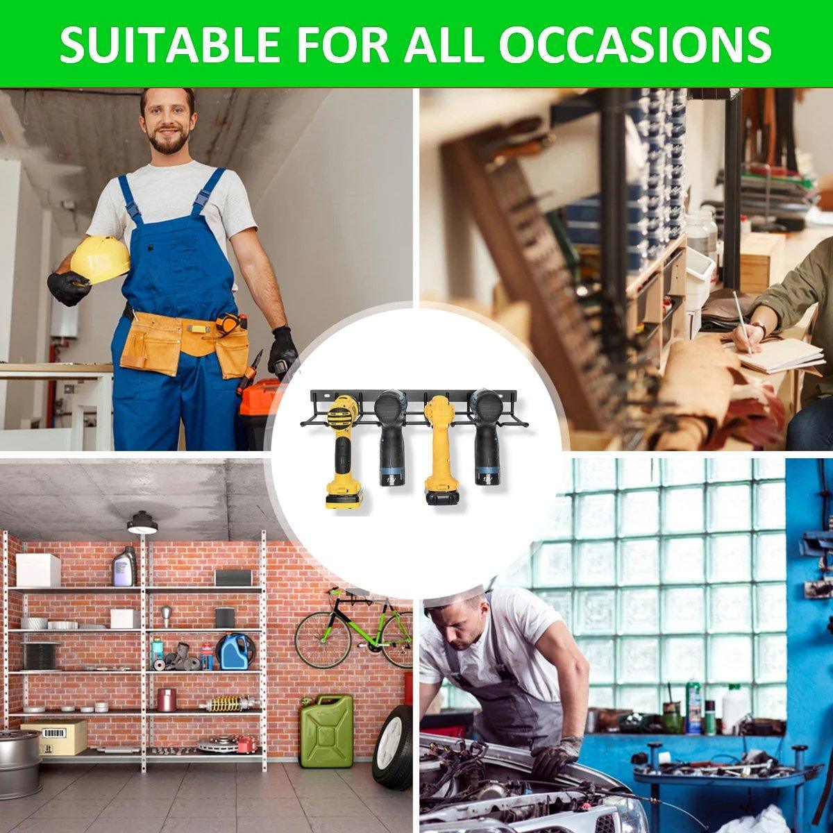 Metal Drill Storage Rack Power Tool Holder Organizer Wall Mount Heavy Duty Shelf