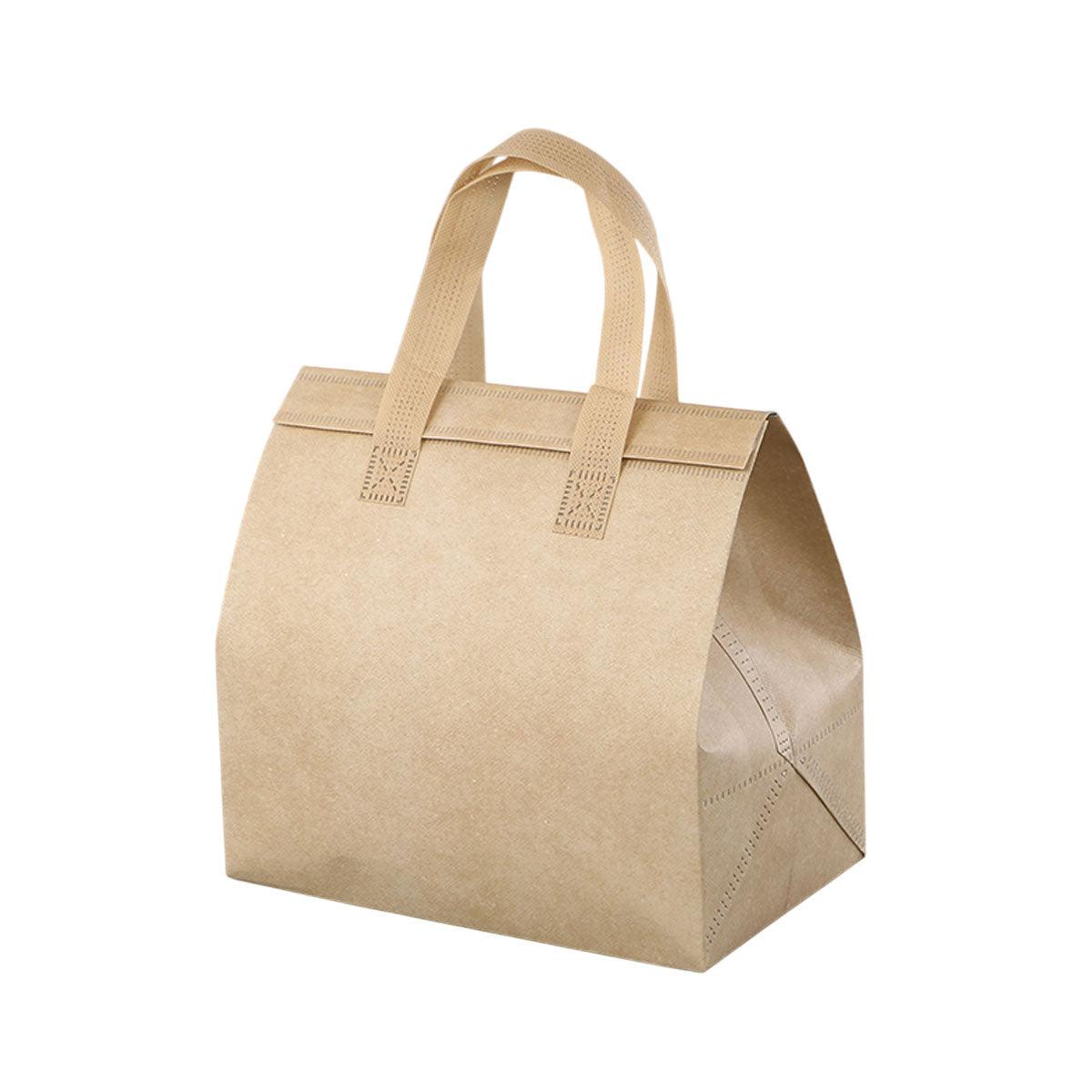 50pcs Thermal Insulation Packing Bag Non Woven Milk Tea Cake Food Storage Bag - Kraft-27x12x10cm