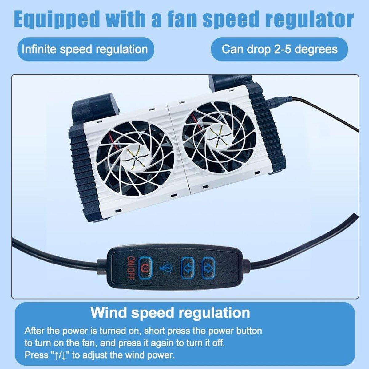 Mini Aquarium Cooling Fan for Fish Shrimp Tanks Quiet Temperature Control - Double head