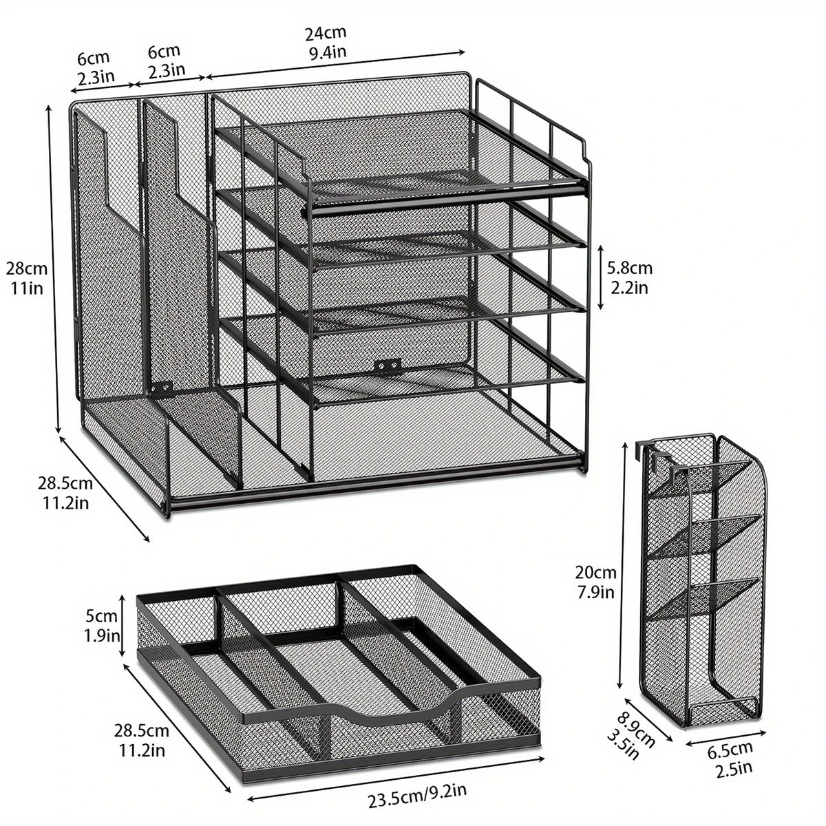 Multi Layer Desktop File Rack Storage Organizer Black Plastic for Office Home