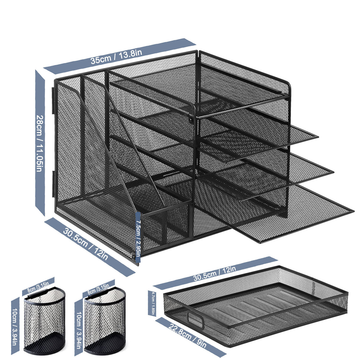 Multi-Tier Desktop Organizer File Holder Document Storage Rack Office Shelf