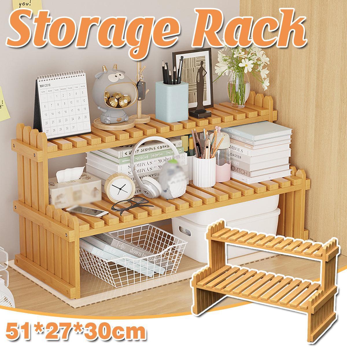 2 Tier Bamboo Plant Stand Flower Pot Rack Indoor Outdoor Patio Garden Shelf