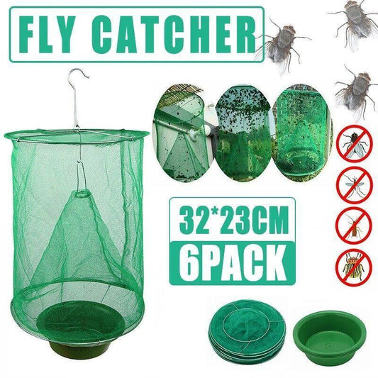 6PCS Reusable Hanging Fly Trap Net Cage Insect Catcher for Garden Farm Outdoor Use