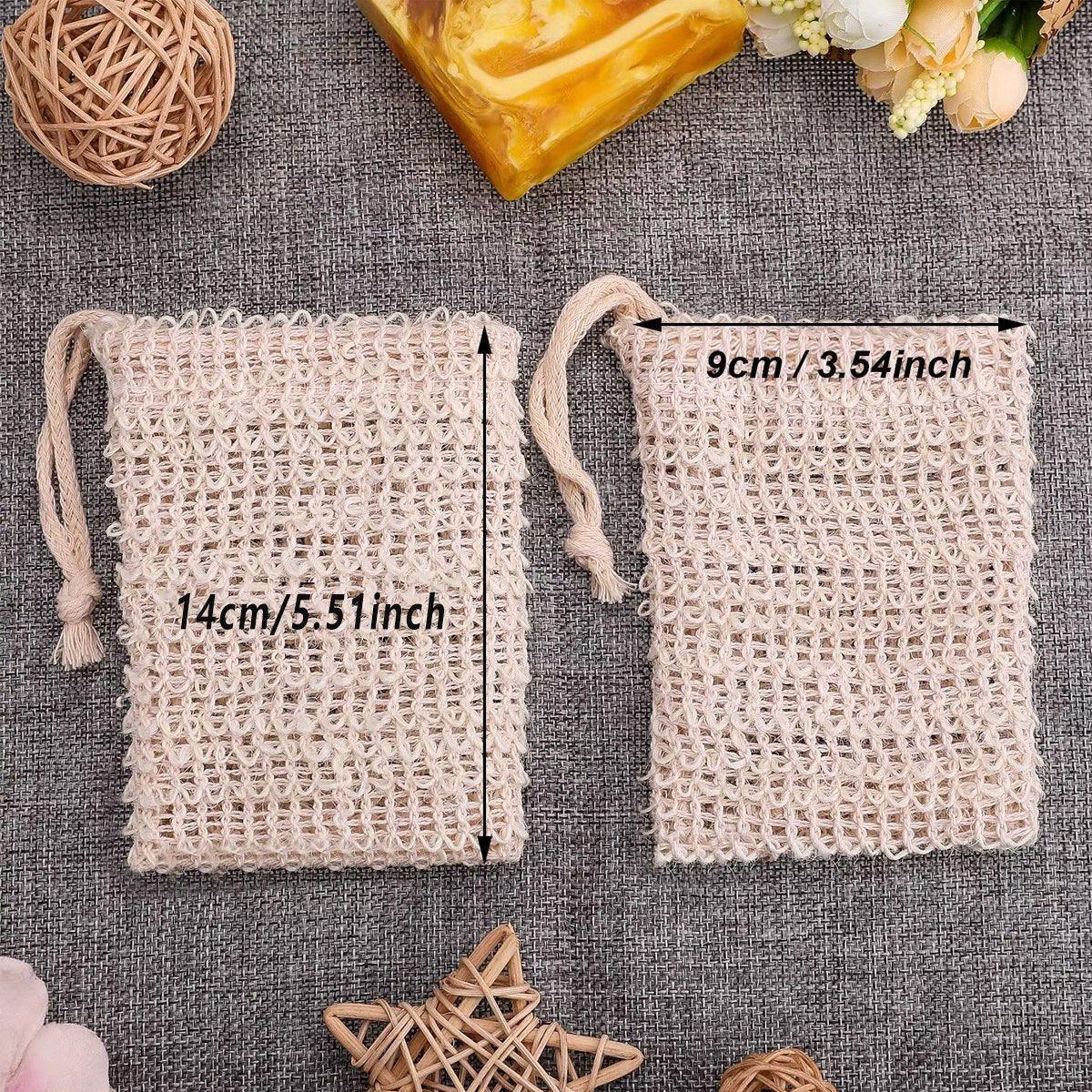 50PCS Soap Exfoliating Bags Cotton Linen Foaming Soap Saver Bag Pouch Drawstring