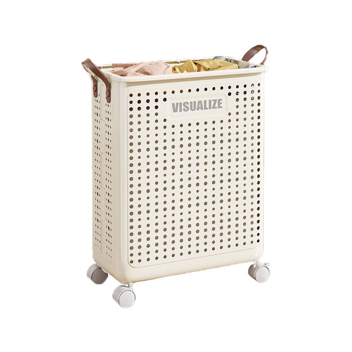 Folding Portable Laundry Basket Multifunctional Storage for Bathroom Household - M-Beige