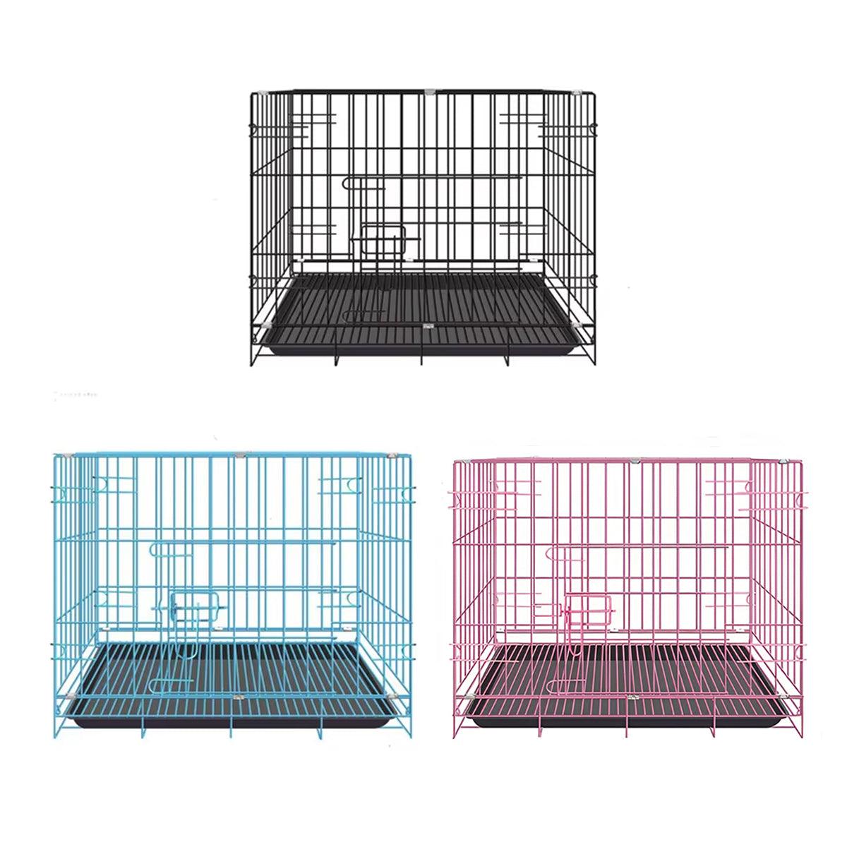 Metal Dog Crate Pet Cage with Divider for Puppies Cats Kennel Indoor Pet House - Small-Pink