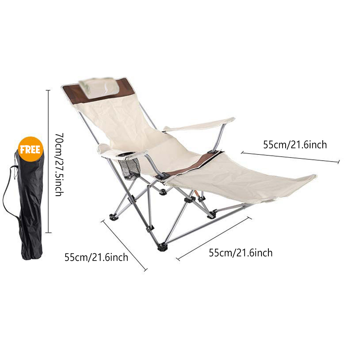 Outdoor Folding Recliner Portable Beach Camping Chair for Sitting and Lying