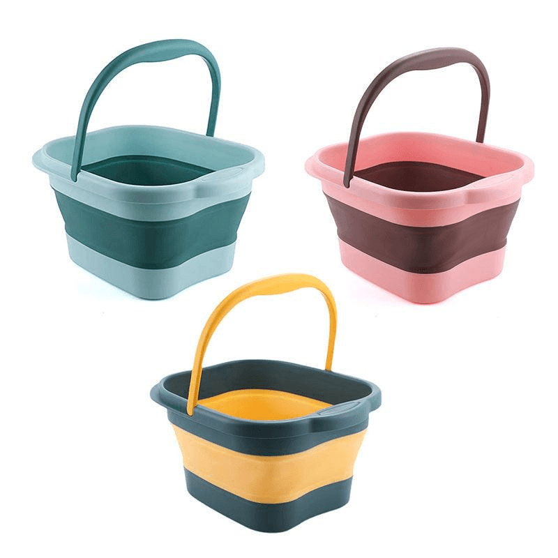 Folding Foot Spa Pedicure Bath Massage Tub Bucket Feet Basin Therapy Luxury - Green