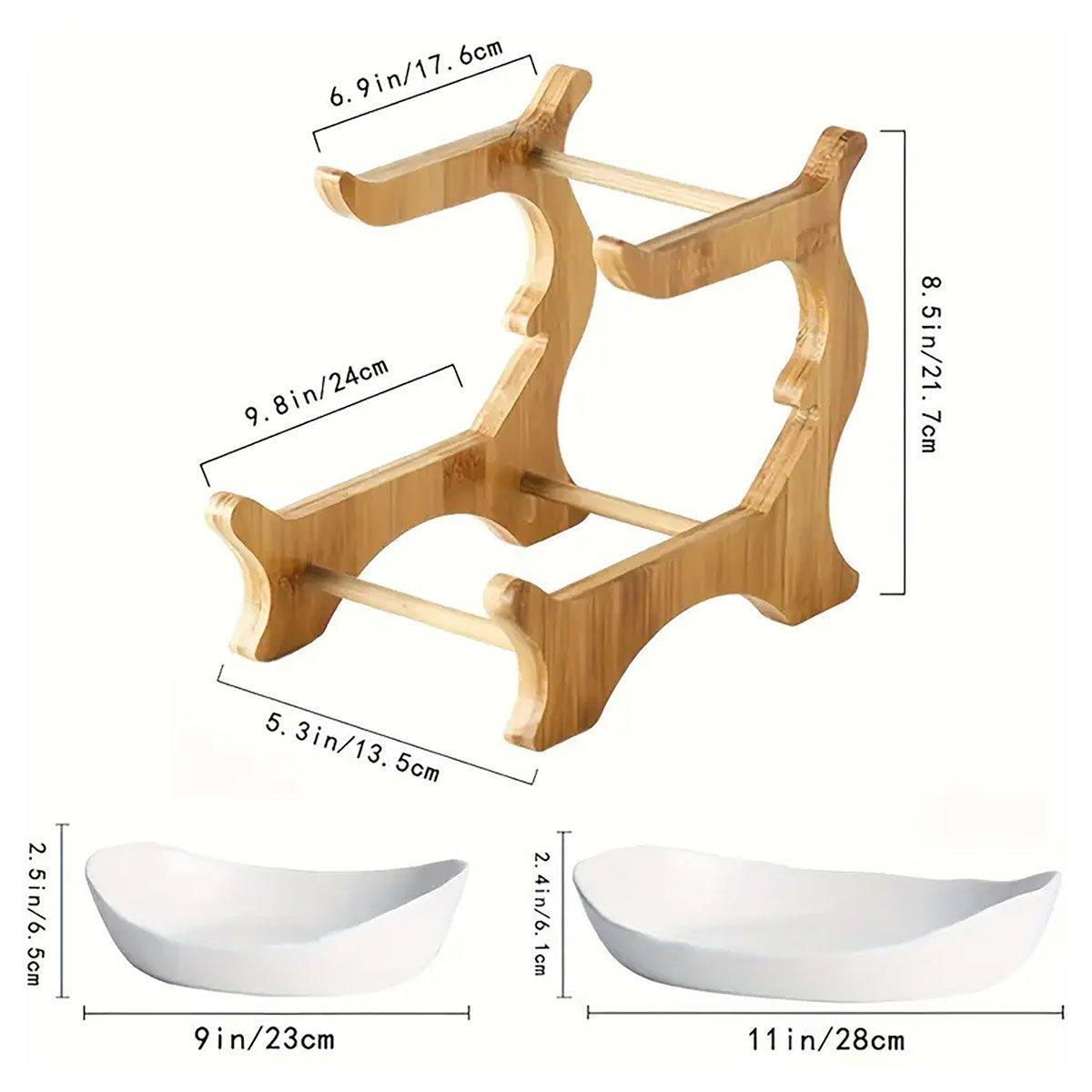 Modern Multi-layer Bamboo Fruit Snack Plate Rack Creative Living Room Plate Rack - White