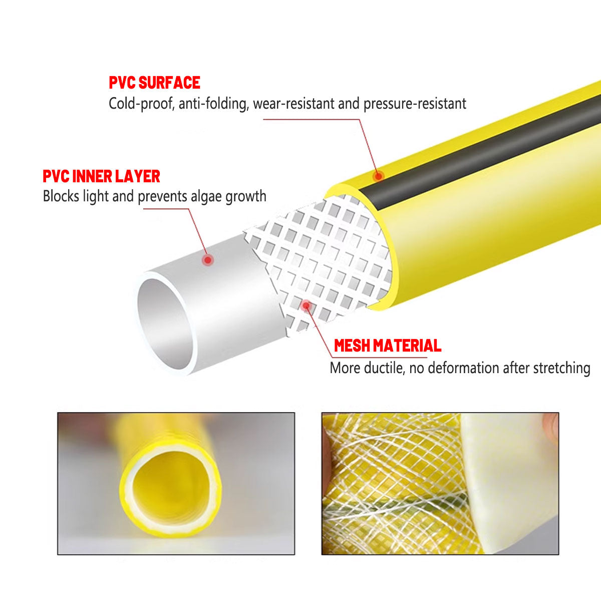 Heavy Duty Garden Hose Pipe Reel Reinforced Anti-kink Outdoor Hosepipe Yellow - 20m