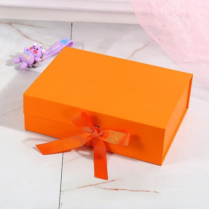 Elegant Ribbon Flip Folding Gift Boxes Multiple Colors High-Quality Cardboard - White